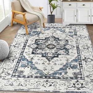 Vintage Medallion Distressed Washable Area Rug - 1 of 4