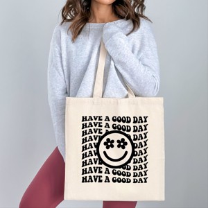Simply Sage Market Have a Good Day Star Smiley Face Canvas Tote - One Size - Natural - 1 of 4