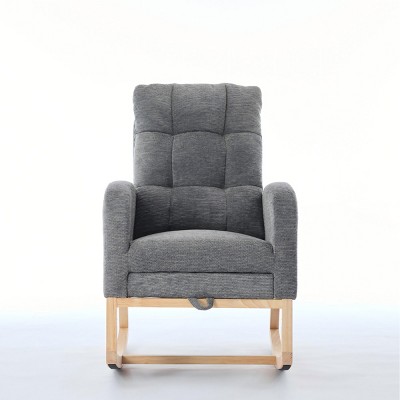 GlasFlength Accent Chairs Modern Rocking Chair Armchair Lazy Chair Sofa Chair Reading Chair for Living Room, Gray, 29.5"*24.8"*40.9"