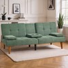 Futon Sofa Bed-Leather Small Futon Couch, Futon Lounge Sofa, Futon Convertible with Cup Holder - 2 of 4