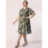 Agnes Orinda Women's Plus Size Regular Fit Elegant Short Sleeve Floral Pattern A Line Dresses - 2 of 4
