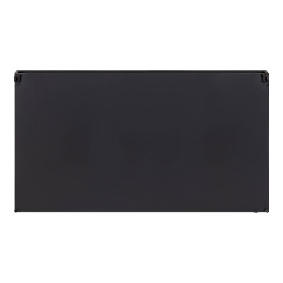 Lintz 32" Black Iron Rectangular Vanity Mirror with Shelf