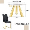 FURNIinspire Dining Sets Round Dining Set, 42" White Imitation Marble Textured Round Table Paired With 4 Black Dining Chairs With Golden Metal Legs - 3 of 4