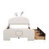 NicBex Twin/Full Velvet Upholstered Bed Frame with Rabbit-Shaped Headboard,Platform Bed Frame with 3 Drawers,Bed-End Storage Pocket,Easy Assembly - 3 of 4