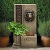 LuxenHome 25.8" H Sandstone Resin Regal Lion Head Floor Outdoor Water Fountain with Lights Brown - 2 of 4