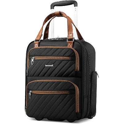 LUGGEX Underseat Carry On Luggage with Wheels, Softside Personal Item, Underseat 16 Inch, Chestnut Black