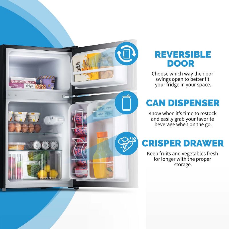 Newair 3.1 Cu. Ft. Compact Mini Refrigerator with Freezer, Can Dispenser, Crisper Drawer, and Energy Star Certified, 5 of 12