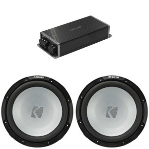 Kicker Marine KPX500.1 Powersports Amp & (2) 12" 4 Ohm Subwoofer Audio Upgrade - 1 of 4