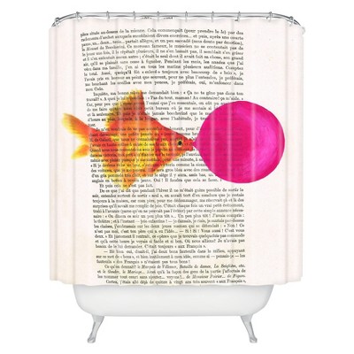 Goldfish with Bubblegum Shower Curtain Ivory - Deny Designs