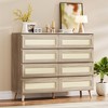 8 Drawer Dresser for Bedroom, Rattan 47'' Wide Chest of Drawers, Wooden Storage Dressers Organizer, Media Console Table for Living Room Hallway - 2 of 4