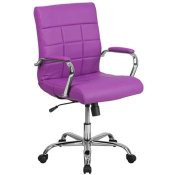 Emma and Oliver Mid-Back Vinyl Executive Swivel Office Chair with Chrome Base and Arms