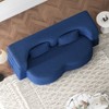 Okak Modern Convertible Sectional Sofa Couch Floor Sofa with 2 Pillows Teddy Fabric Upholstered Sofa Folding Mattress No Assembly Required, Blue - 4 of 4
