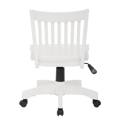 Mid-Century White Wood Bankers Swivel Chair with Steel Base