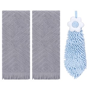 REGALWOVEN 3 Pcs Bathroom Soft and Absorbent Decorative Hand Towel - 1 of 4