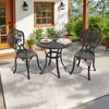 3-Piece Patio Set: Round Table & 2 Chairs - Cast Aluminum, All-Weather/Umbrella Hole & Adjustable Legs for Balcony/Backyard - 3 of 4