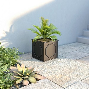 LeisureMod Square Planter Pot in Fiberstone With Drainage Holes for Indoor and Outdoor Sprout Collection - 1 of 4