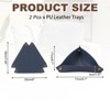 Unique Bargains PU Leather Anti-Slip Triangle Key Jewelry Valet Tray 6.7" x 6.7" 2 Pcs Dark Blue - 2 of 4