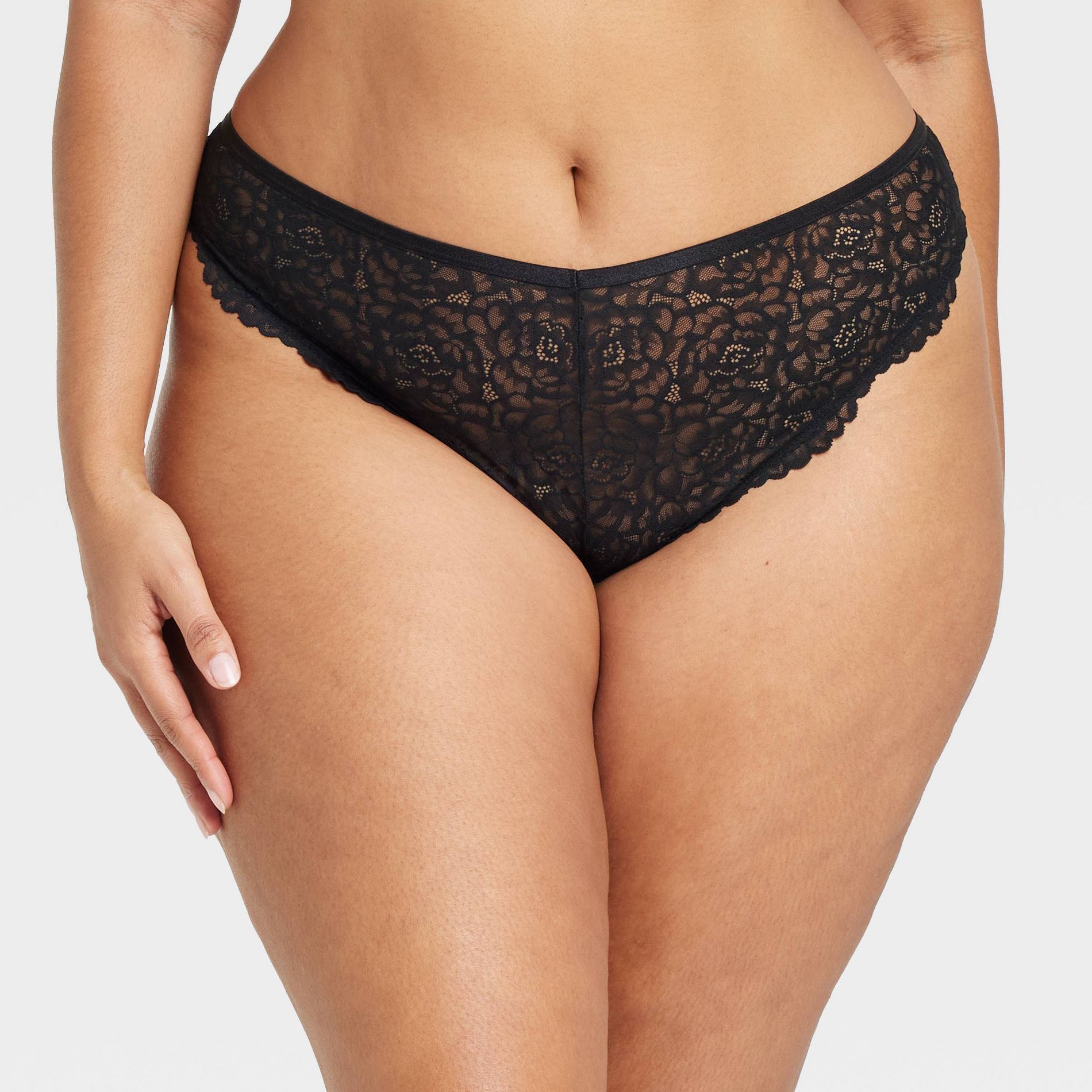 Women's Fashion Lace Cheeky Underwear - Auden™ Black 2X: High Rise, Pull-On, Cotton Gusset, Lightweight, Machine Washable