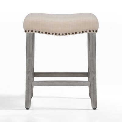 WestinTrends 24" Upholstered Saddle Seat Counter Stool (Set of 2)