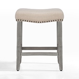 WestinTrends 24" Upholstered Saddle Seat Counter Stool (Set of 2) - 1 of 4