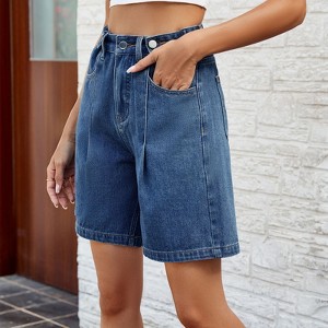 Womens Jean Shorts High Waisted Trendy Stretchy Denim Shorts Summer Casual Cutoff Loose Fit Wide Leg Long Shorts - 1 of 1