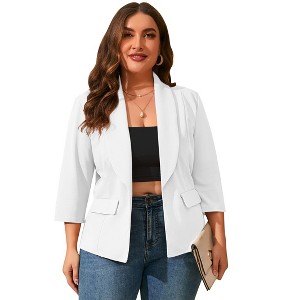Coolmee Women Plus Size Blazers Business Casual Long Sleeve Open Front Work Office Suit Jackets Trendy Clothes with Pockets - 1 of 4
