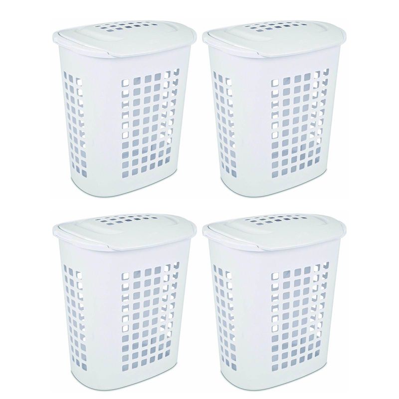 Sterilite Bushell 24 in Tall Lift Top XL Laundry Basket Hamper, White (4 Pack), 1 of 7