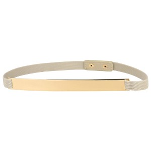 INSPIRE CHIC Women's Mirror Metal Gold Tone Plate Elastic Cinch Skinny Waist Belt - 1 of 4