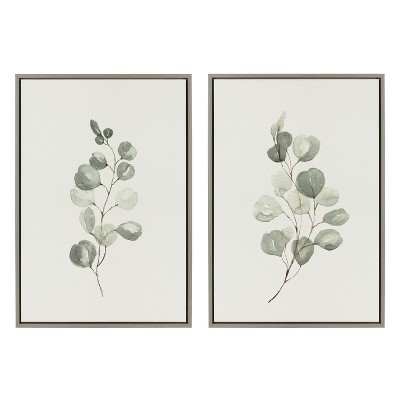 Eucalyptus Greenery Framed Canvas Wall Art Set