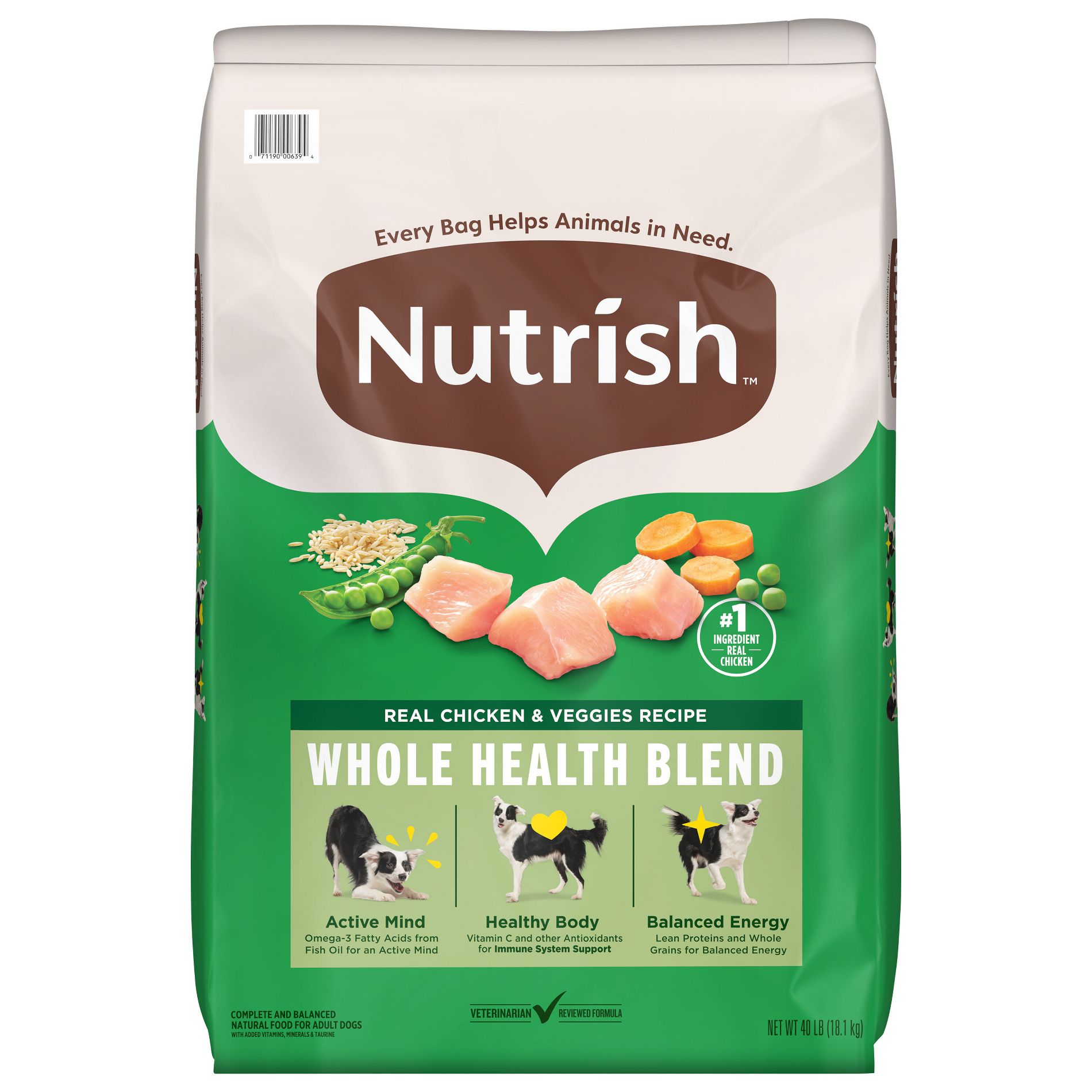 Nutrish Whole Health Blend Real Chicken and Vegetable Recipe Dry Dog Food - 40lbs