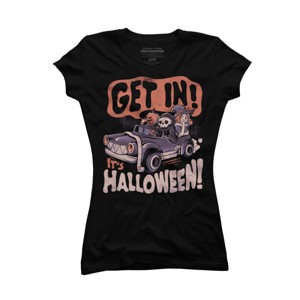 Junior's Design By Humans Get In Its Halloween - Halloween Pumpkin Skull Gift By EduEly T-Shirt - 1 of 2