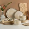 Itopfox 12-Piece Stoneware Dinnerware Set, Scratch Resistant Plates and Bowls, Dishwasher & Microwave Safe, Ribbed Sculpted Dune Design - 2 of 4