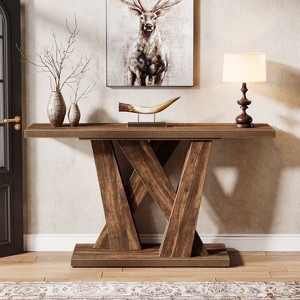 Hommoo 55-Inch Farmhouse Console Table Rustic Brown - 1 of 4