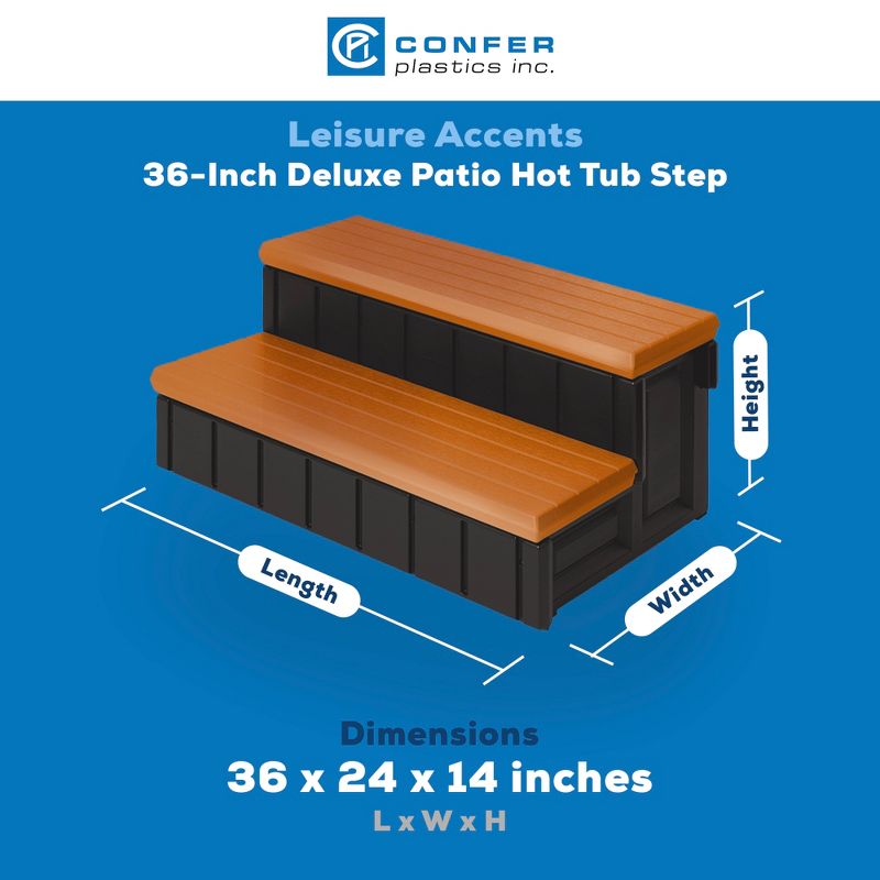 Confer Leisure Accents 36" Deluxe 2 Stair Patio Deck Outdoor Spa Steps, Redwood, 2 of 6