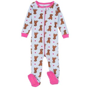 Leveret Kids Cotton Footed Pajamas - Animal Prints - 1 of 3