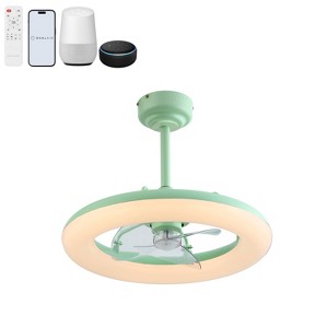 OVAL AIR Piero Contemporary Minimalist 6-Speed Metal Mobile-App/Remote-Controlled Dimmable Smart Integrated LED Ceiling Fan - 1 of 4