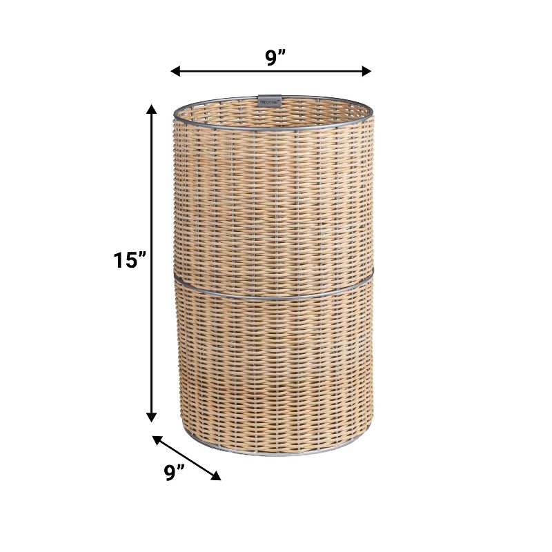 happimess Cecil Modern 4.13-Gallon Faux Wicker Cylinder Waste Basket, 3 of 9