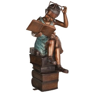 Design Toscano Book Loving Betty Reading Girl Bronze Garden Statue - 1 of 4