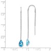 Black Bow Jewelry 5 x 45mm 14k White Gold Blue Topaz Pear Bezel Threader Earrings - 4 of 4