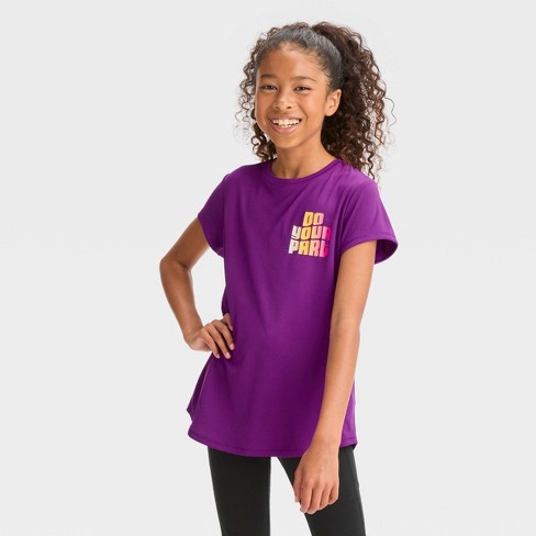 Girls' Short Sleeve Fashion T-shirt - All In Motion™ : Target