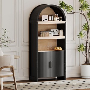 71" Arched Storage Cabinet with 5 Tiers, Mid-Century Style Doors, Kitchen Pantry and Display Shelves for Office, Dining Room, Living Room - 1 of 4