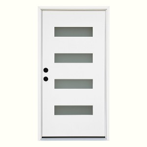 Chic Crate 36x80 Fiberglass Entry Door with Frosted Glass, Left Hand Inswing, Brickmould & Vinyl Frame - 1 of 4