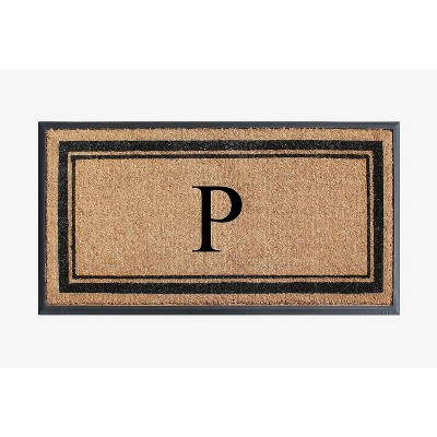 A1HC Natural Rubber Coir Outdoor Doormat 24x48 Monogrammed Anti-Shed Treated Durable Front Door Mat