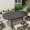 Mondawe 72" W Outdoor Dining Table Cast Aluminum Classic Lattice Elliptical Shape Patio Table with Umbrella Hole - 2 of 4