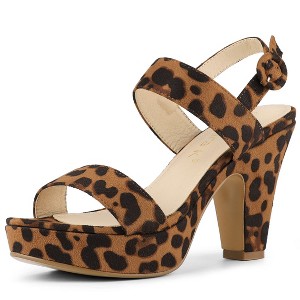 Allegra K Women's Slingback Platform Chunky High Heel Adjustable Buckle Strap Sandals - 1 of 4