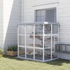PawHut Outdoor Catio Cat Enclosure, Large Luxury Walk in Cat House with Hammock, Condo, Jump Platforms, Ladders, Ramps, Tarp, for 2-4 Cats, Gray, 71" - 2 of 4