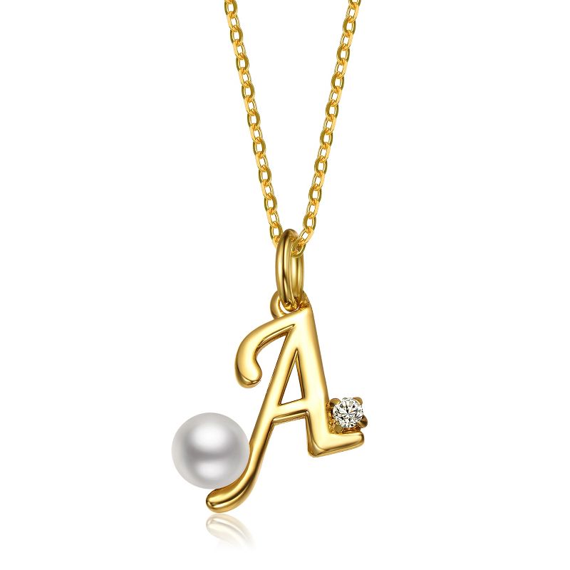 Guili Personalized 14K Gold Plated Initial Pearl Pendant Necklace for all ages: A Charming gold Elegant Keepsake Gift