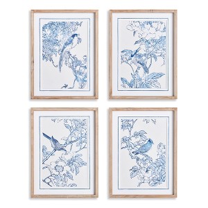 Plum & Post 17.75"W x 1"D x 23.5"H Monochromatic Bird Study Framed Wall Art Set of 4 - 1 of 3