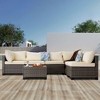 Rbied All-Weather 7-Piece Gray Wicker Couch Outdoor Sofa Sectional Set with Beige Washable Cushions - 2 of 4