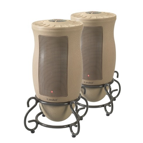 Lasko 6435 Designer Series 1500 Watt Decorative Base Oscillating Ceramic  Space Heater With 3 Heat Settings And Built In Safety Features, Tan (2  Pack) : Target